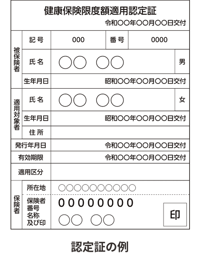 限度額適用認定証の例
